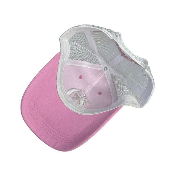Chateau De Berne Trucker Hat Womens Pink White Embroidered Adjustable Snapback - Picture 5 of 8